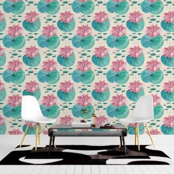 Papel de Parede Adesivo Flor de Lótus Aquarela N015108
