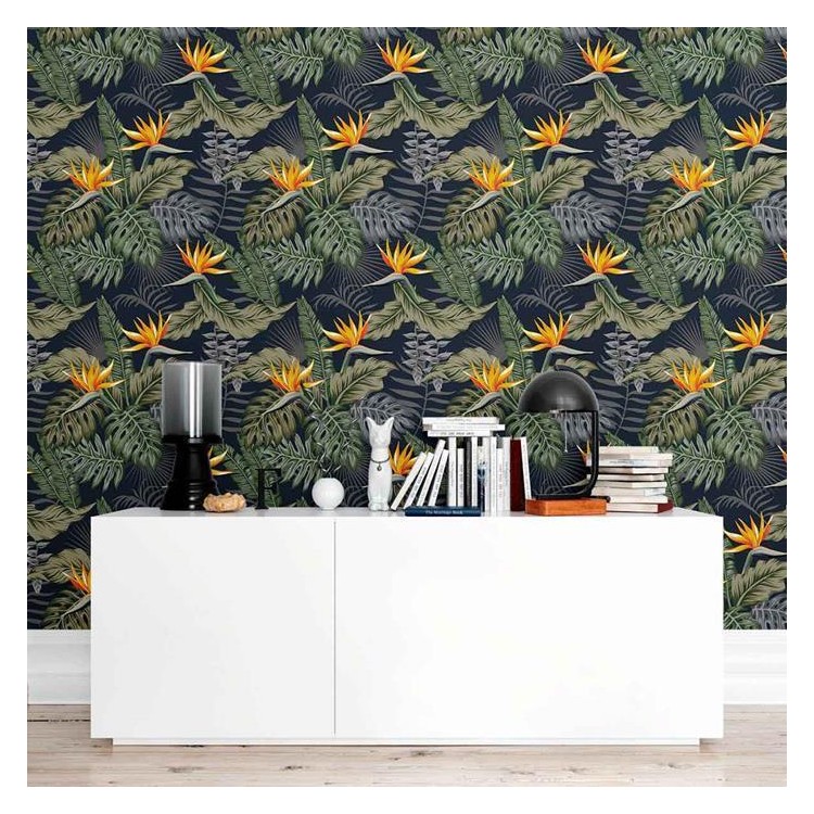 Papel de Parede Adesivo Flor e Folhas Tropicais...