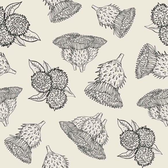 Papel de Parede Adesivo Flor Exótica Preto e Branco N07056