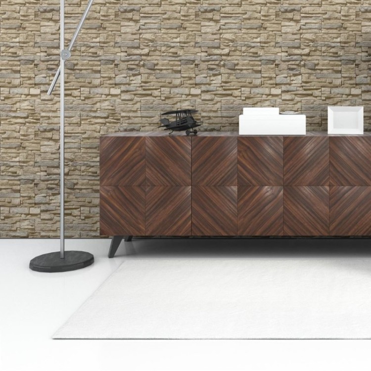 Papel de Parede Adesivo 3D Pedras Bege NP089