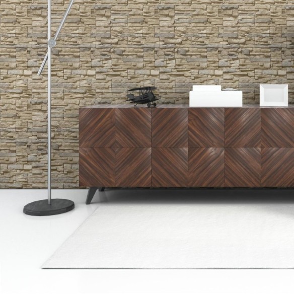Papel de Parede Adesivo 3D Pedras Bege NP089