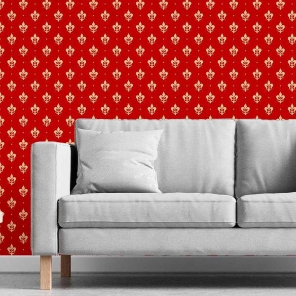 Papel de Parede Adesivo Flor-de-Lis Vermelho N06114