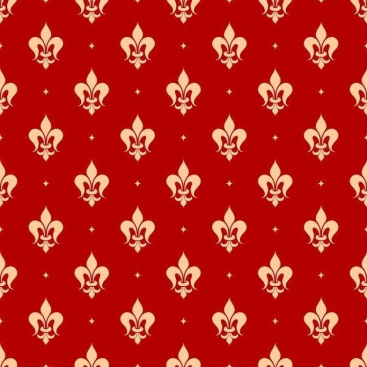 Papel de Parede Adesivo Flor-de-Lis Vermelho...