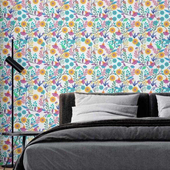 Papel de Parede Adesivo Florais vibrantes N08160
