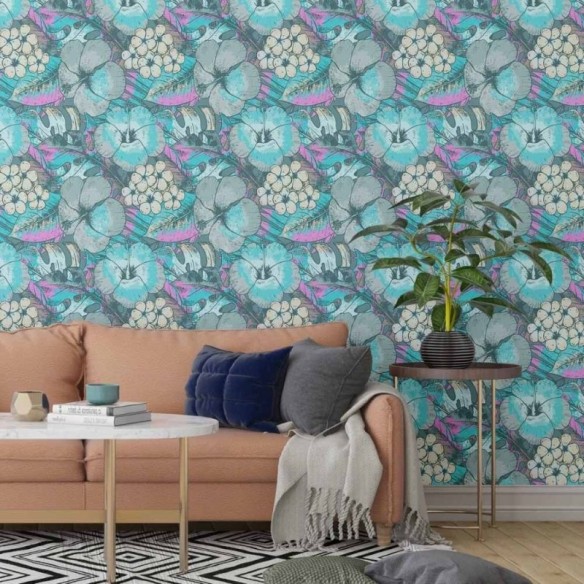 Papel de Parede Adesivo floral
 N014145