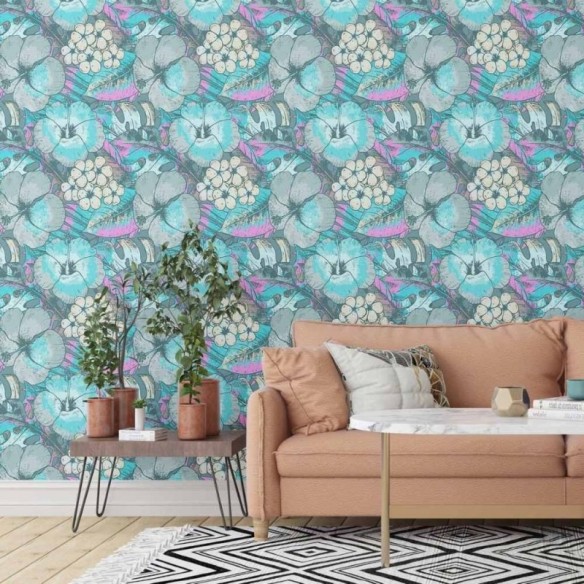 Papel de Parede Adesivo floral
 N014145
