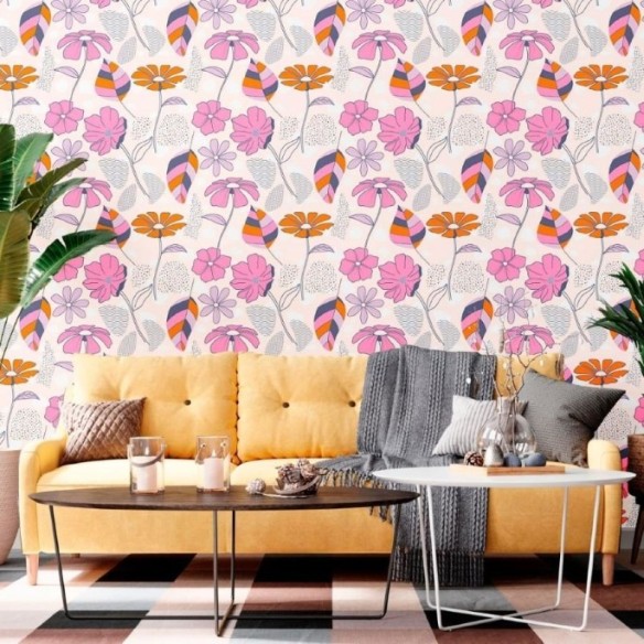 Papel de Parede Adesivo Floral Abstrato N012080