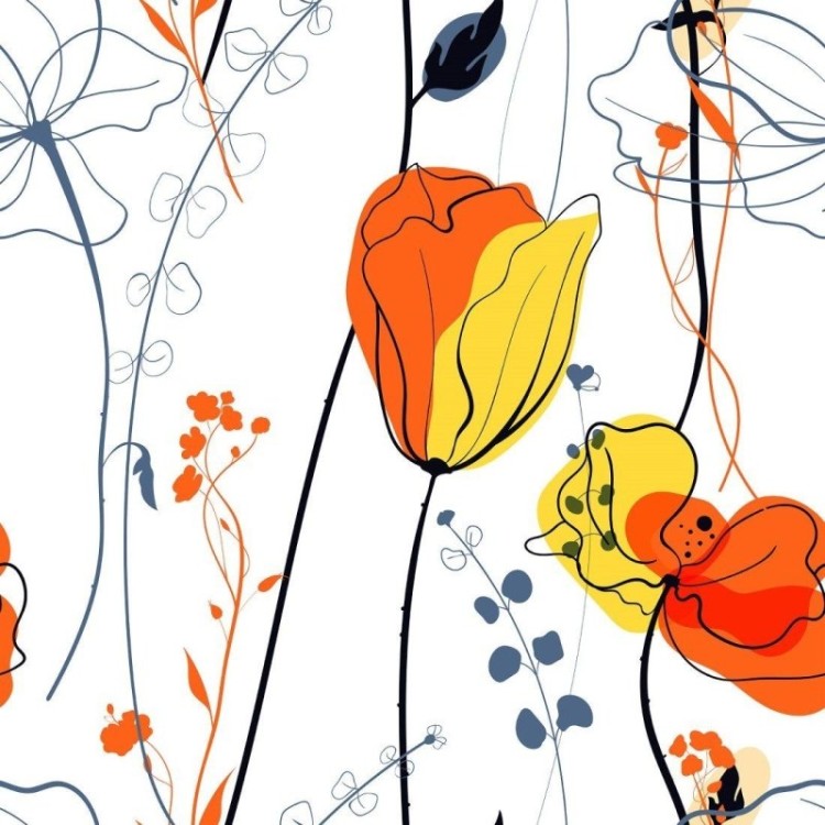 Papel de Parede Adesivo floral abstrato N014100