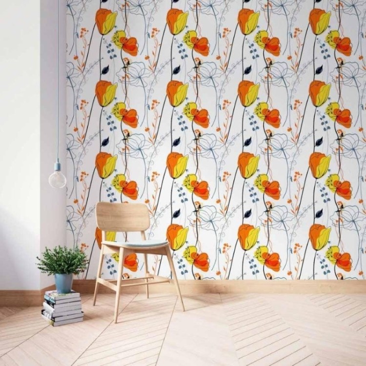 Papel de Parede Adesivo floral abstrato N014100