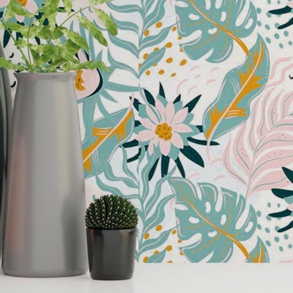 Papel de Parede Adesivo Floral Abstrato N018056