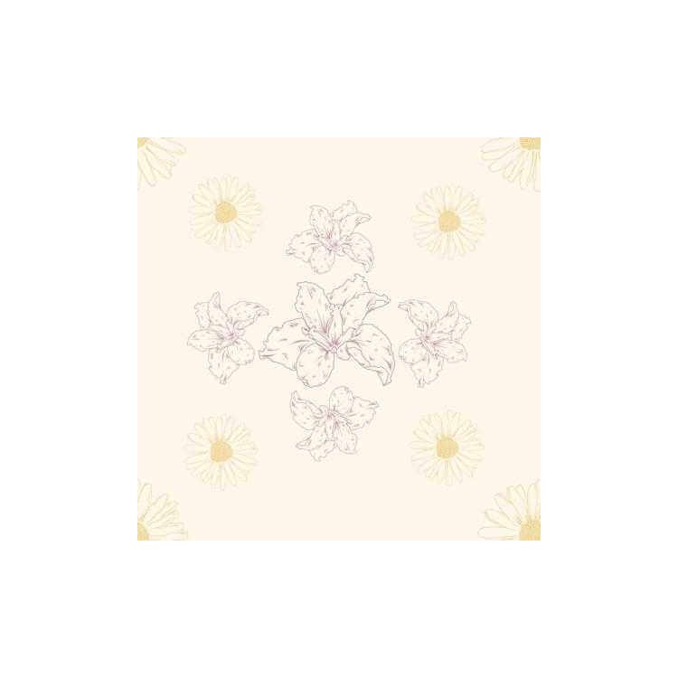 Papel de Parede Adesivo Floral Amarelo e Roxo 1257