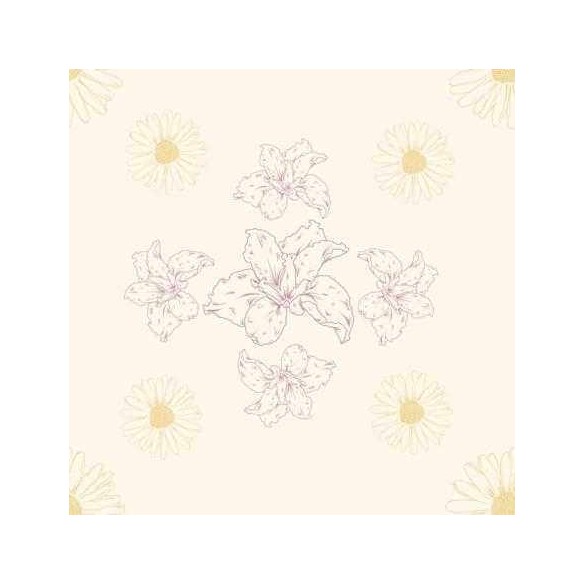 Papel de Parede Adesivo Floral Amarelo e Roxo 1257