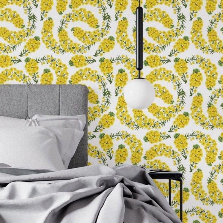 Papel de Parede Adesivo Floral Amarelo N018060