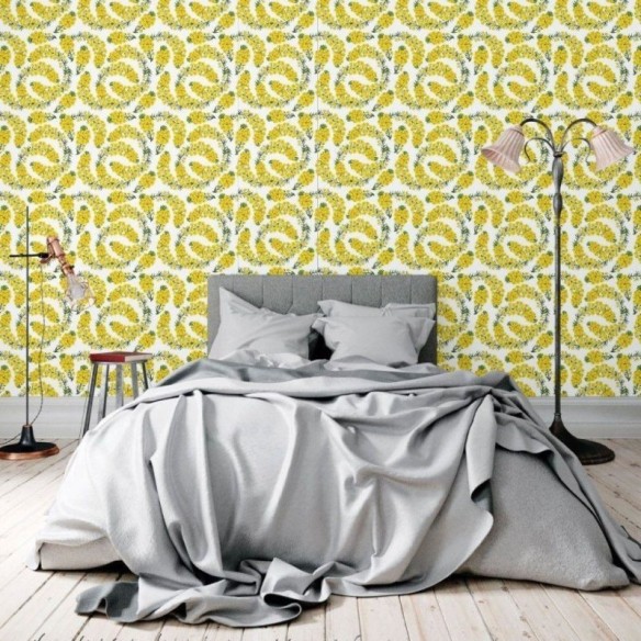 Papel de Parede Adesivo Floral Amarelo N018060