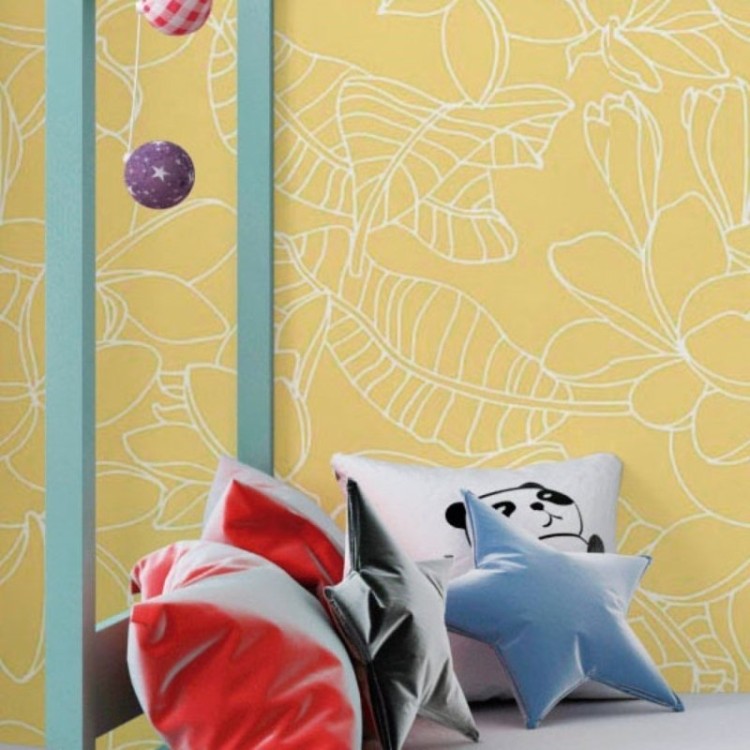 Papel de Parede Adesivo Floral Amarelo N018129