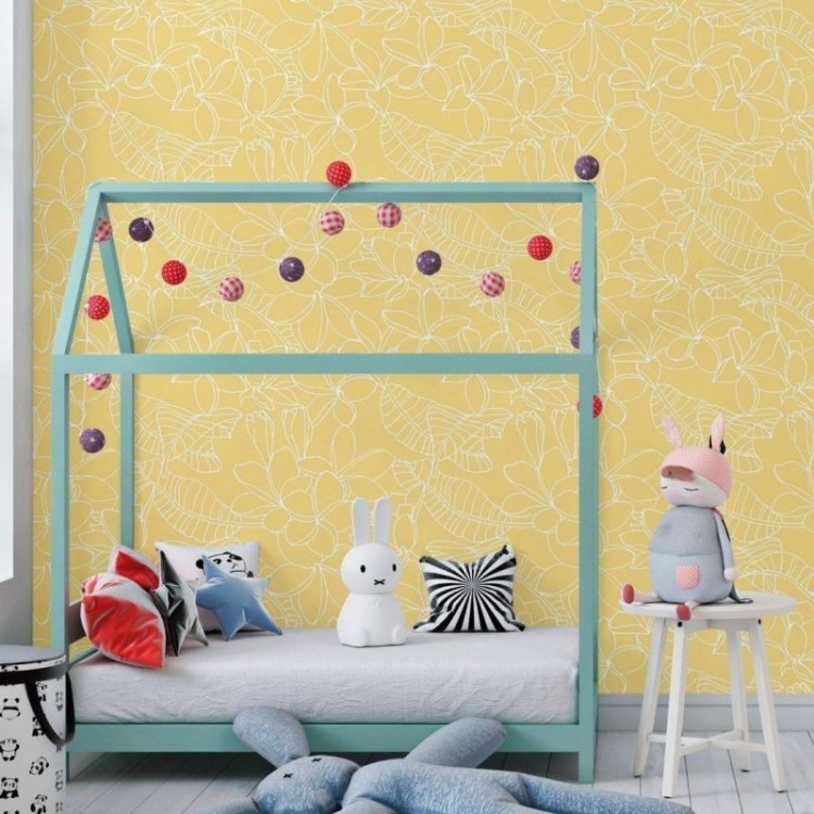 Papel de Parede Adesivo Floral Amarelo N018129