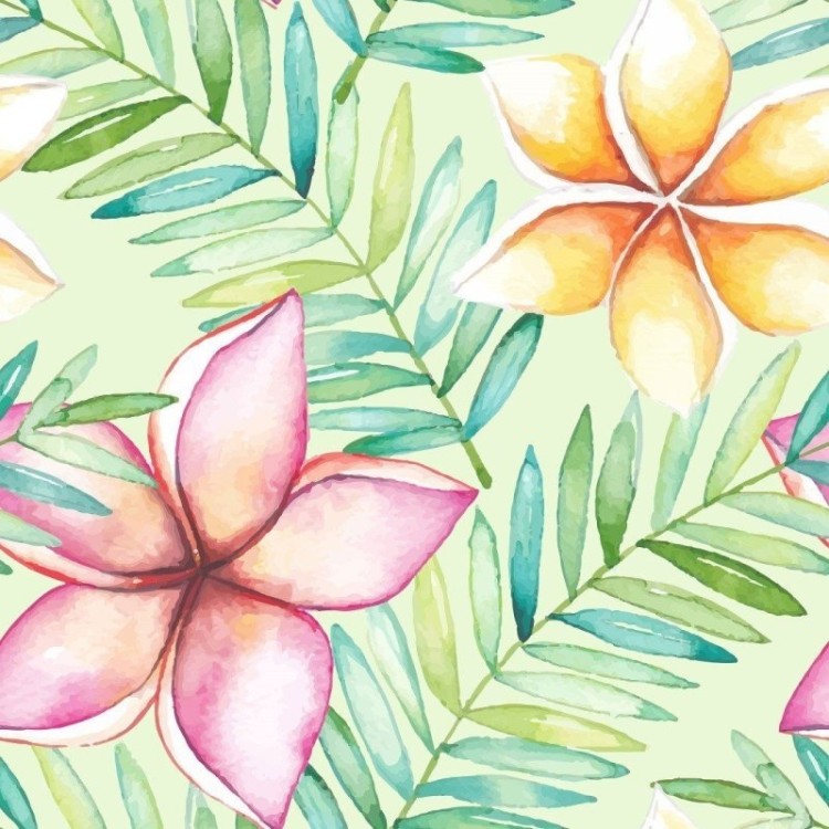 Papel de Parede Adesivo Floral Aquarela Folhas...