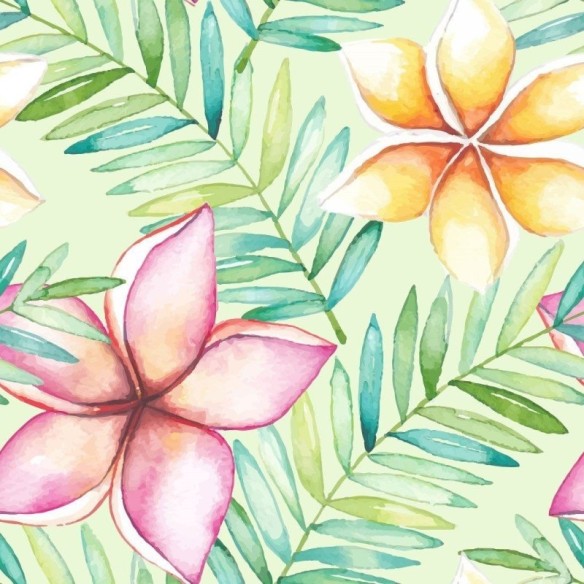 Papel de Parede Adesivo Floral Aquarela Folhas N014192