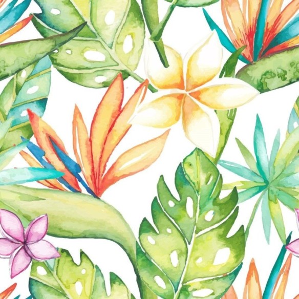Papel de Parede Adesivo Floral Aquarela Folhas N014193