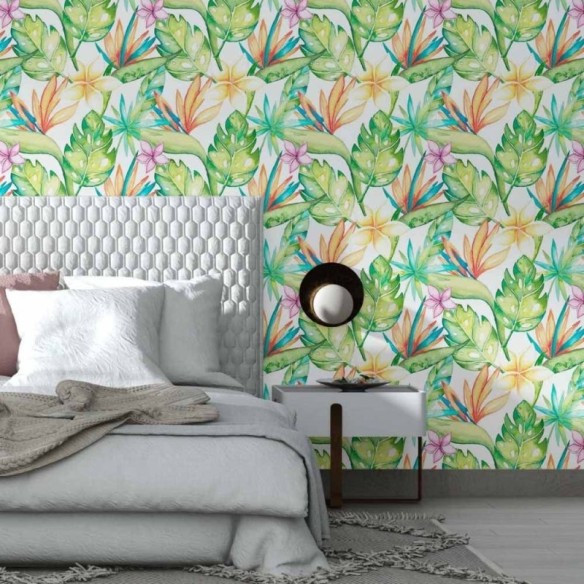 Papel de Parede Adesivo Floral Aquarela Folhas N014193