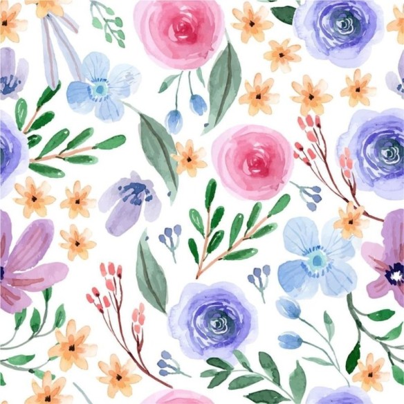 Papel de Parede Adesivo Floral Aquarela N011127