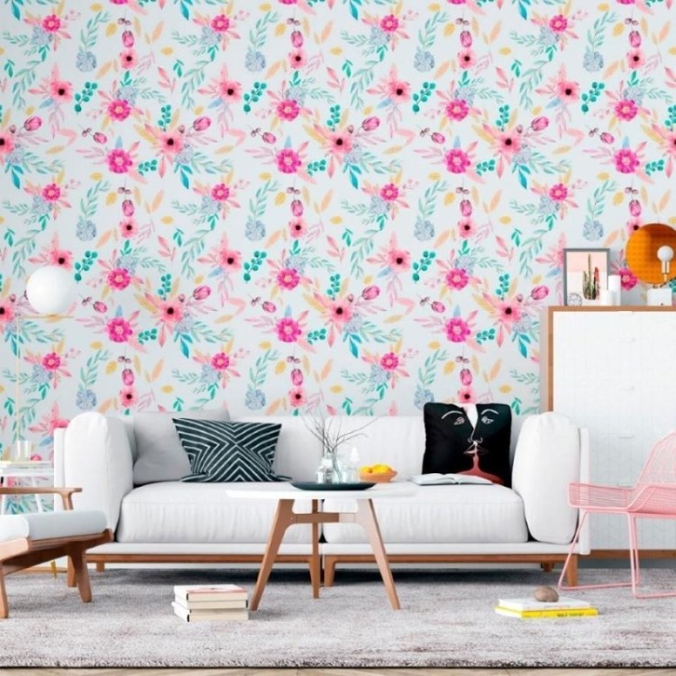Papel de Parede Adesivo Floral Aquarela N011141