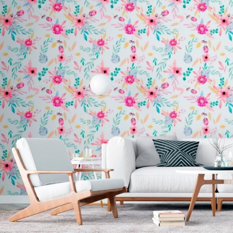 Papel de Parede Adesivo Floral Aquarela N011141