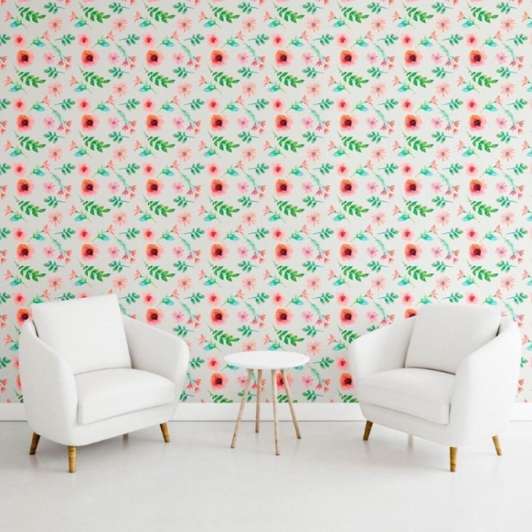 Papel de Parede Adesivo Floral Aquarela N011142