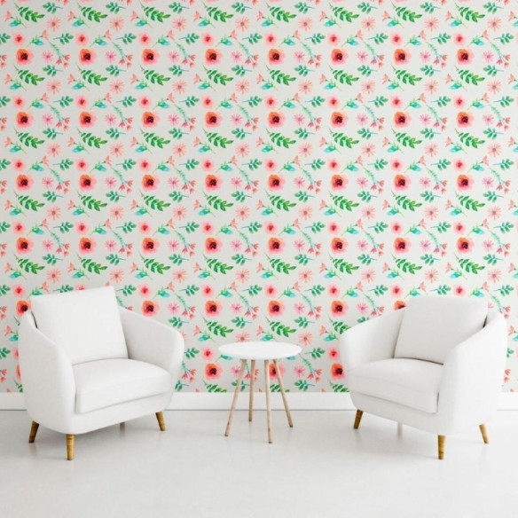 Papel de Parede Adesivo Floral Aquarela N011142