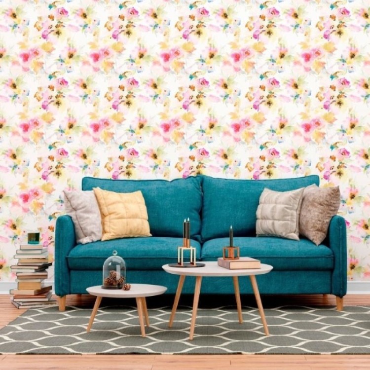Papel de Parede Adesivo Floral Aquarela N012018