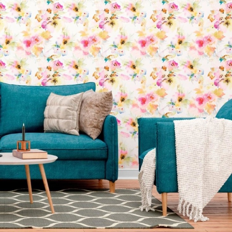 Papel de Parede Adesivo Floral Aquarela N012018