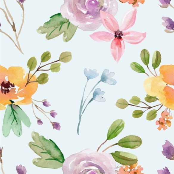 Papel de Parede Adesivo Floral Aquarela N012049