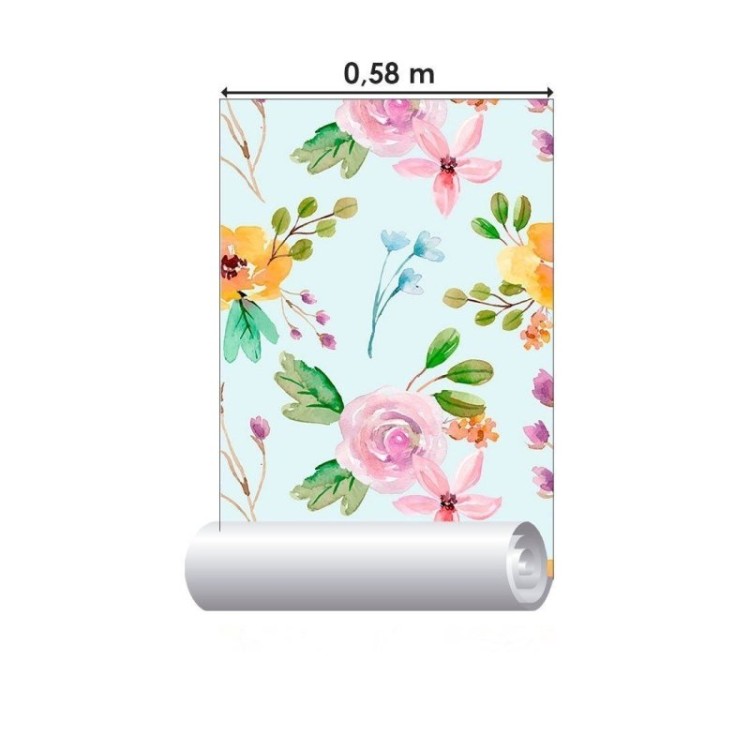 Papel de Parede Adesivo Floral Aquarela N012049