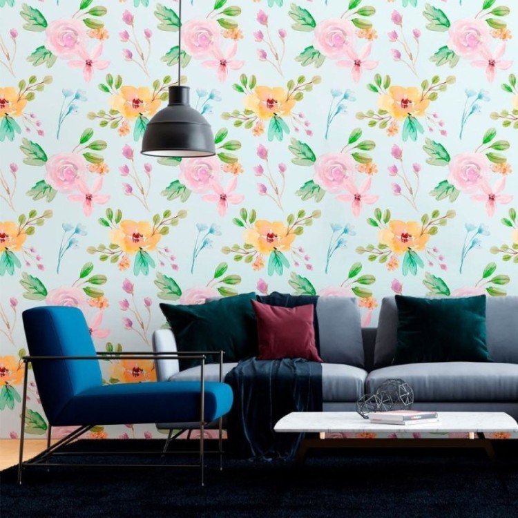 Papel de Parede Adesivo Floral Aquarela N012049
