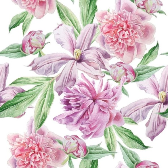 Papel de Parede Adesivo Floral Aquarela N015133