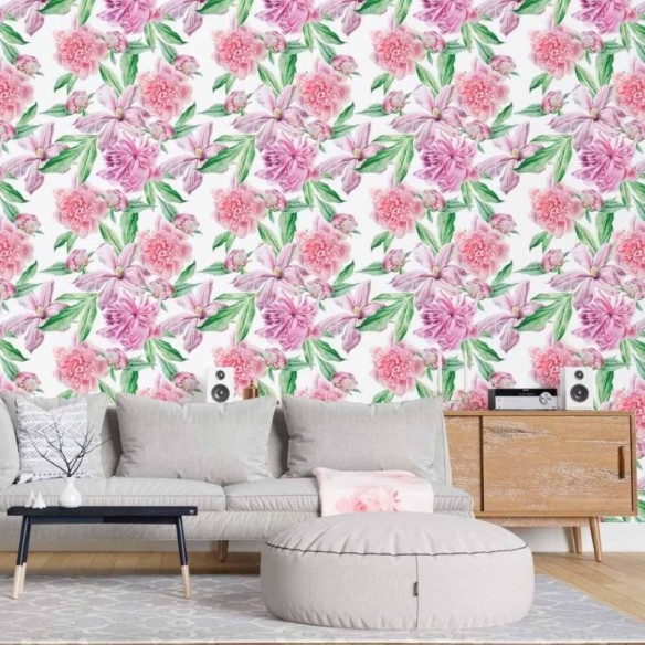 Papel de Parede Adesivo Floral Aquarela N015133