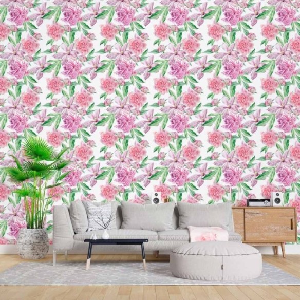 Papel de Parede Adesivo Floral Aquarela N015133