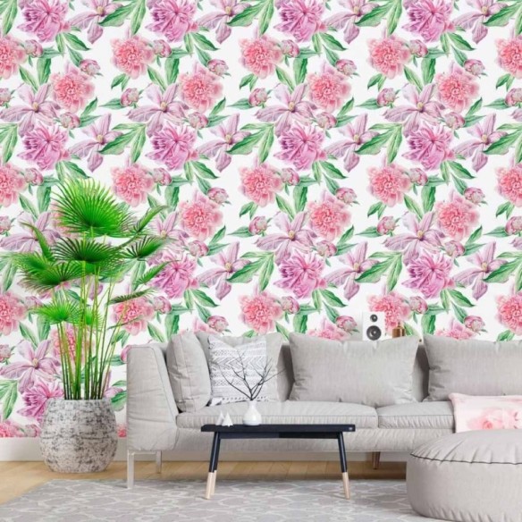 Papel de Parede Adesivo Floral Aquarela N015133