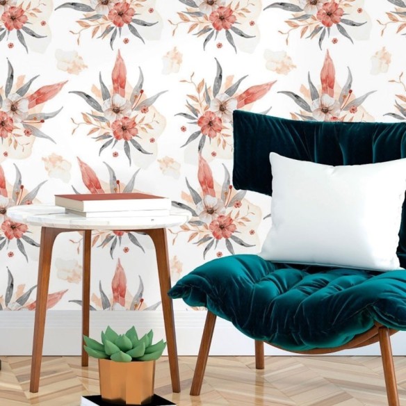 Papel de Parede Adesivo Floral Aquarela N017067