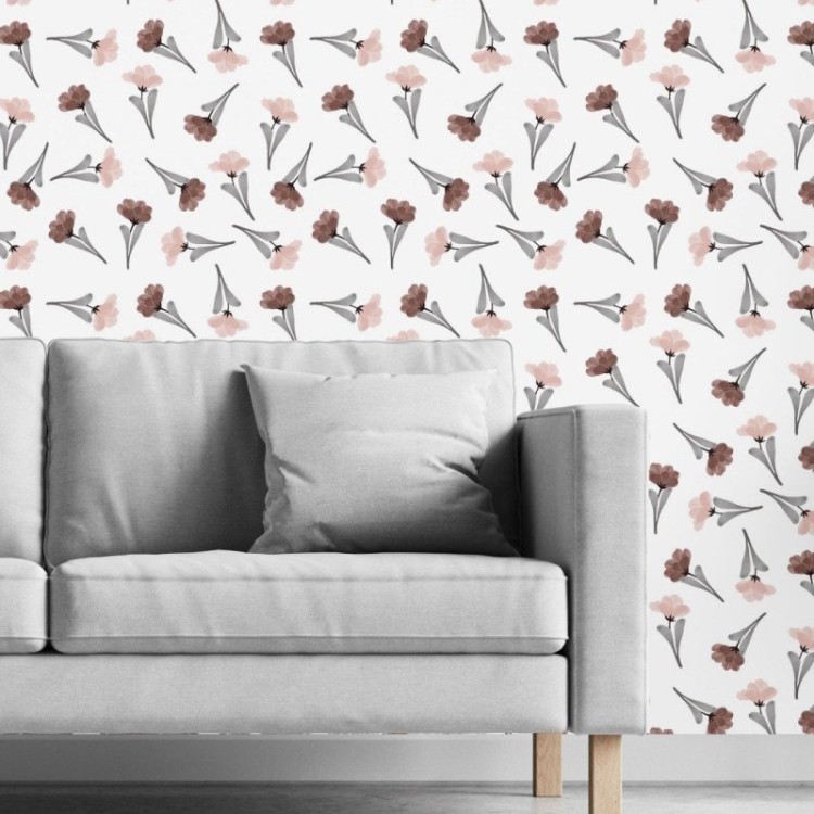 Papel de Parede Adesivo Floral Aquarela N019078