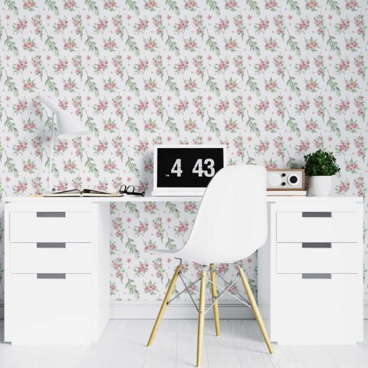 Papel de Parede Adesivo Floral Aquarela Ramos...
