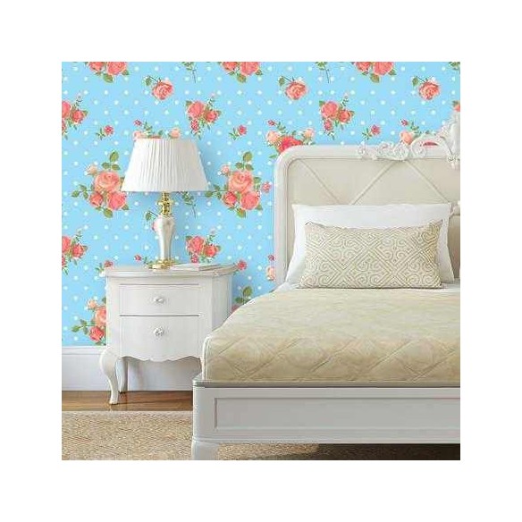 Papel de Parede Adesivo Floral Azul 131105234