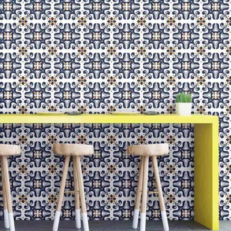 Papel de Parede Adesivo Floral Azul 153281366