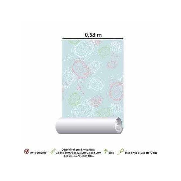 Papel de Parede Adesivo Floral Azul 210113