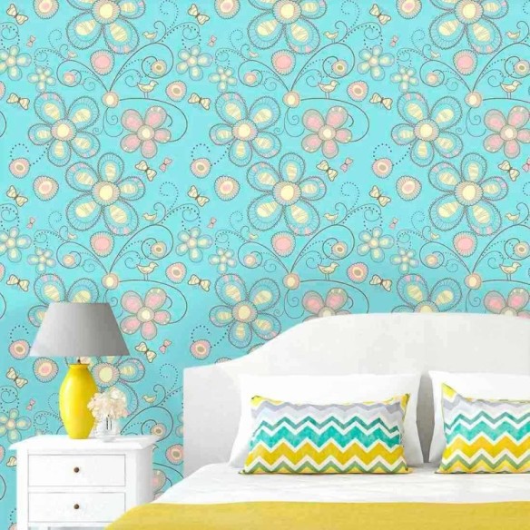 Papel de Parede Adesivo Floral Azul 210137
