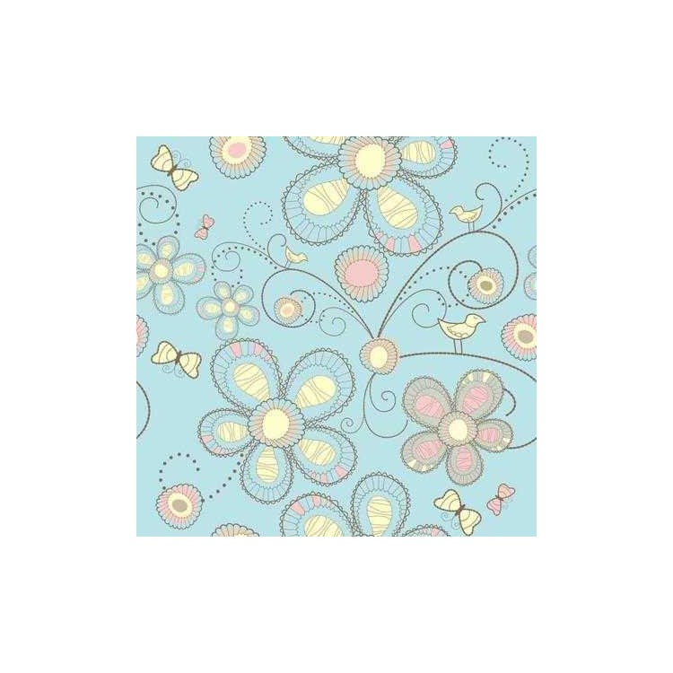 Papel de Parede Adesivo Floral Azul 210137