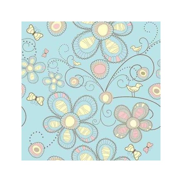 Papel de Parede Adesivo Floral Azul 210137