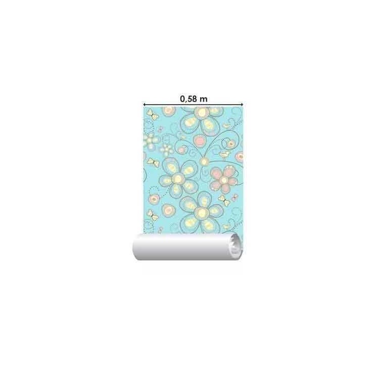 Papel de Parede Adesivo Floral Azul 210137