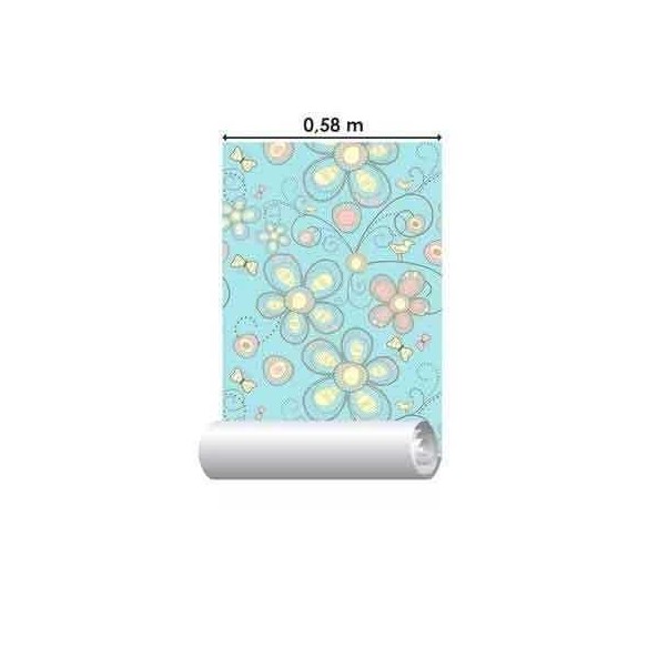 Papel de Parede Adesivo Floral Azul 210137