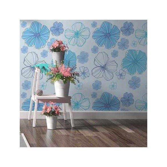 Papel de Parede Adesivo Floral Azul 210186